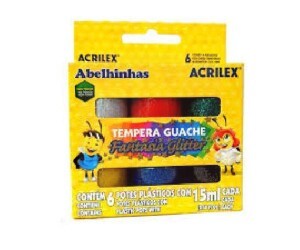 Tinta Guache 6 Cores 15ml Glitter - Acrilex