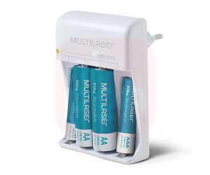 Carregador De Pilhas Multilaser AA/AAA + 2 Pilhas AA 2500Mah + 2 Pilhas AAA 1000Mah - CB045