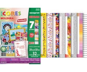 Bloco Ecocores Moldura Decorada 110g 32 Folhas - NovaPrint