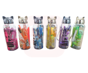 Kit Presenteável Monocromático azul C/ Estojo Garrafa Gato plástico