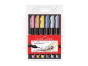 Caneta Pincel Supersoft com 06 Cores Tons Pastéis Faber-Castell