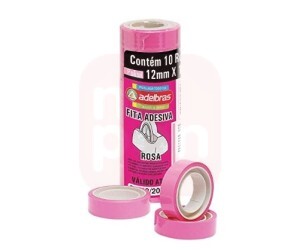 Fita Adesiva Colorida 12mm x 10m Rosa Adelbras PT c/10