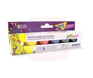 Tinta Acrílica Fosca 6 Cores 15ml Art Teen - Acrilex