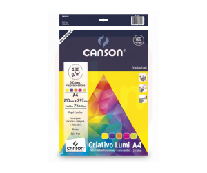 Papel Criativo Lumi A4 180g 5 Cores - Canson