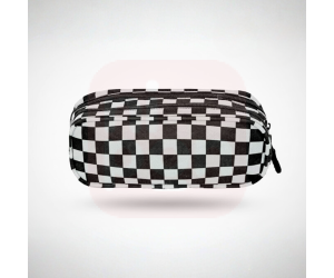 Estojo 2 Compartimentos Xadrez Preto e Branco - Sestini