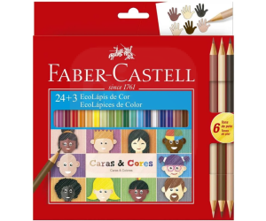 Lápis de Cor 24+3 Cores Caras e Cores - Faber-Castell