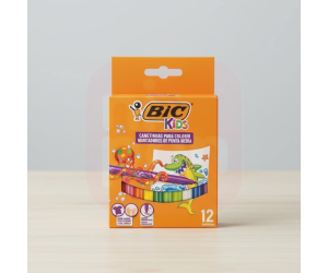 Caneta Hidrográfica Kids Ponta Média 12 Cores - BIC