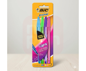 Caneta Cristal Fashion com 4 Cores - BIC