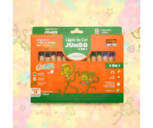 Giz de Cera Amadeirado 12 Cores 4 em 1 - Leo&Leo