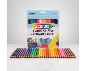 Lápis de cor aquarelável sextavado 24 cores + 1 pincel - Acrilex