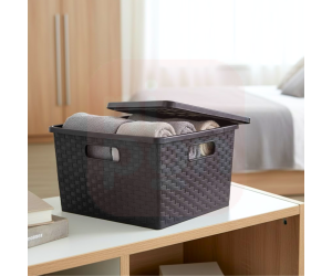 Caixa Organizadora Rattan 18 Litros Preta – 38x28x18 cm